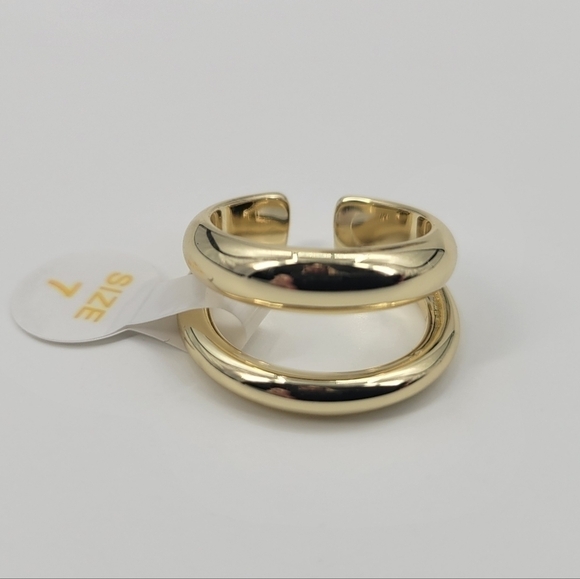 Loren Stewart X Curateur Deux Open Band Gold plated ring size 7 NWT - Picture 1 of 7